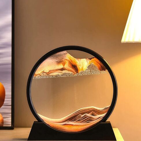 rysnwsu 3D ديناميكية الرمال الفن الحركة السائلة، تتحرك صورة الفن الرمال جولة الزجاج 3D أعماق البحار الرمال في عرض الحركة تدفق الرمال الإطار الاسترخاء سطح المكتب المنزل مكتب العمل ديكور (الأزرق، 7 بوصة) in Kuwait