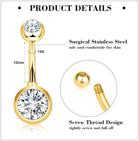 14G Belly Button Ring 8Pcs Belly Button Piercing Stainless Steel Belly Rings Cute CZ Heart Butterfly Clicker Belly Piercing Jewelry for Women in Saudi Arabia