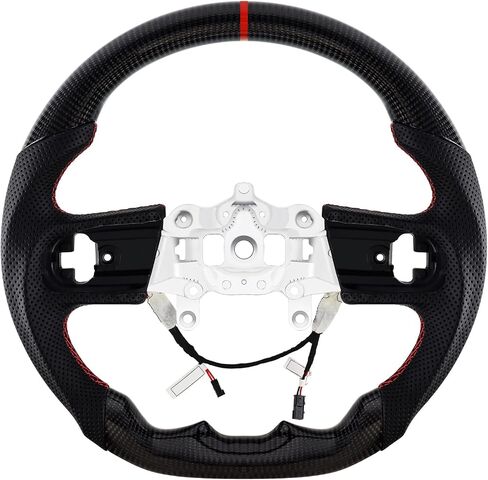 Carbon Fiber Steering Wheel Upgraded Nappa With heating function Perforated Leather with Red Stitching Customized Steering Wheel for Jeep Wrangler JL/JLU/JT 2018-2023 in Saudi Arabia