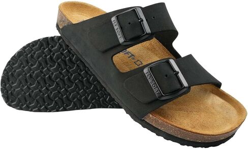 100% Genuine Leather Men's Sandals - Comfortable Cushioned Memory Foam Footbed, Slip-On Slides for Casual Summer Wear, Adjustable Fit, Durable Non-Slip Sole in Saudi Arabia