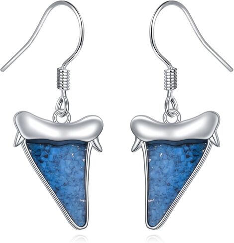 Alphm 925 Sterling Silver Ocean Earrings for Women Handmade Turquoise Chips Sea Animal Dangle Drop Earrings Ocean Theme Jewelry for Daughter Sister in Kuwait