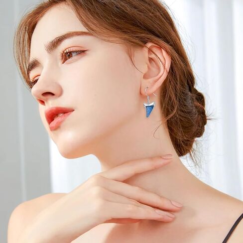 Alphm 925 Sterling Silver Ocean Earrings for Women Handmade Turquoise Chips Sea Animal Dangle Drop Earrings Ocean Theme Jewelry for Daughter Sister in Kuwait