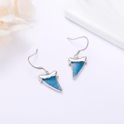 Alphm 925 Sterling Silver Ocean Earrings for Women Handmade Turquoise Chips Sea Animal Dangle Drop Earrings Ocean Theme Jewelry for Daughter Sister in Kuwait
