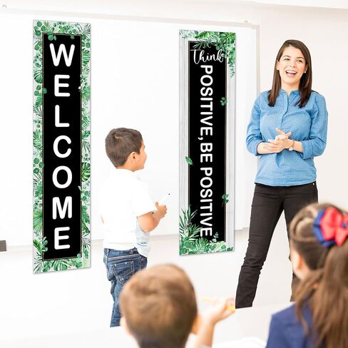 Classroom Welcome Banner Eucalyptus Classroom Decoration for Teacher Positive Welcome Bulletin Board Sign Banner for Primary Elementary Middle School Back to School Decoration Supply in Saudi Arabia