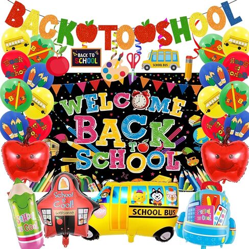 Back To School Decorations,Back To School Banner,backdrop,Back To School Balloons,Hanging Swirls Back To School Supplies Decorations for Office Classroom in Saudi Arabia