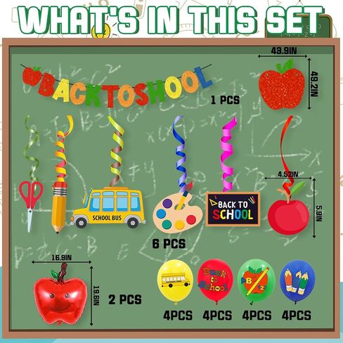 Back To School Decorations,Back To School Banner,backdrop,Back To School Balloons,Hanging Swirls Back To School Supplies Decorations for Office Classroom in Saudi Arabia