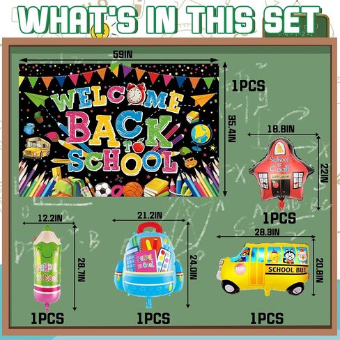 Back To School Decorations,Back To School Banner,backdrop,Back To School Balloons,Hanging Swirls Back To School Supplies Decorations for Office Classroom in Saudi Arabia