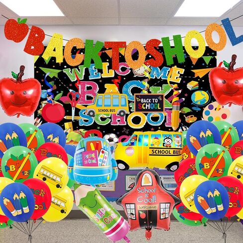 Back To School Decorations,Back To School Banner,backdrop,Back To School Balloons,Hanging Swirls Back To School Supplies Decorations for Office Classroom in Saudi Arabia