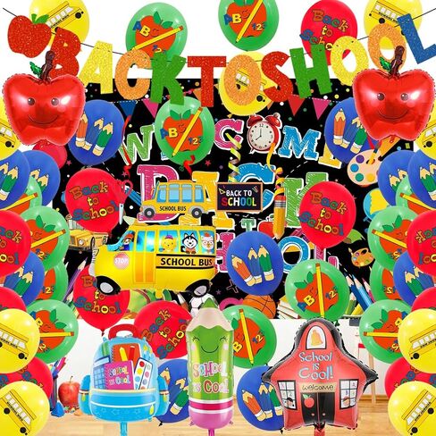 Back To School Decorations,Back To School Banner,backdrop,Back To School Balloons,Hanging Swirls Back To School Supplies Decorations for Office Classroom in Saudi Arabia