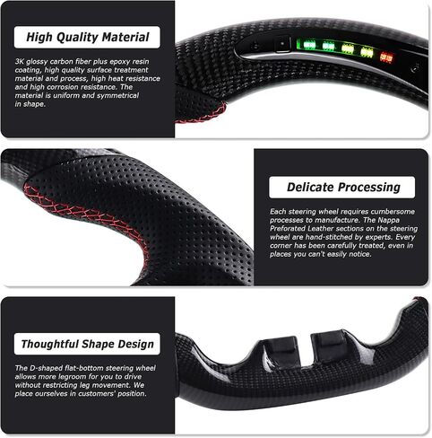 Carbon Fiber Steering Wheel Upgraded Nappa With heating function Perforated Leather with Red Stitching Customized Steering Wheel for Jeep Wrangler JL/JLU/JT 2018-2023 in Saudi Arabia