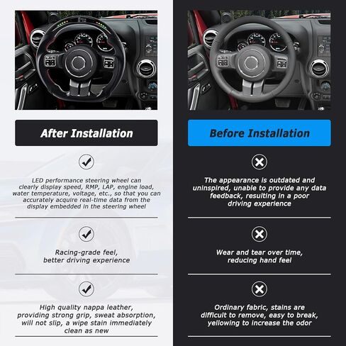 Carbon Fiber Steering Wheel Upgraded Nappa With heating function Perforated Leather with Red Stitching Customized Steering Wheel for Jeep Wrangler JL/JLU/JT 2018-2023 in Saudi Arabia