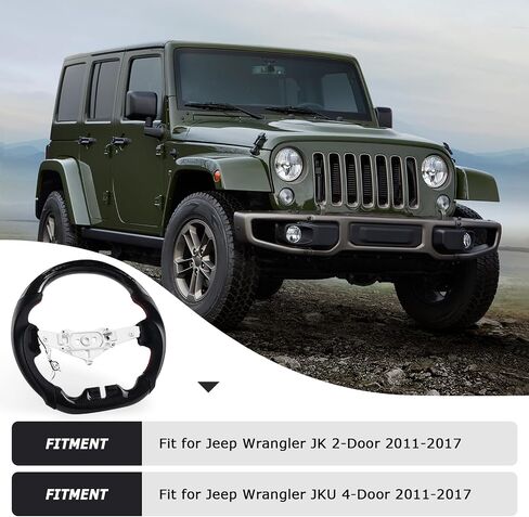 Carbon Fiber Steering Wheel Upgraded Nappa With heating function Perforated Leather with Red Stitching Customized Steering Wheel for Jeep Wrangler JL/JLU/JT 2018-2023 in Saudi Arabia