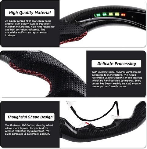 Carbon Fiber Steering Wheel Upgraded Nappa With heating function Perforated Leather with Red Stitching Customized Steering Wheel for Jeep Wrangler JL/JLU/JT 2018-2023 in Saudi Arabia