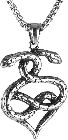 هزمان قلادة من الستانلس ستيل بتصميم مدبب على شكل ثعبان قوطي رترو للرجال والنساء والاولاد، هدية مجوهرات لحفلات اعياد الميلاد، مصنوعة من الستانلس ستيل، بدون احجار كريمة in Kuwait