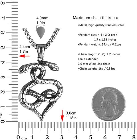 هزمان قلادة من الستانلس ستيل بتصميم مدبب على شكل ثعبان قوطي رترو للرجال والنساء والاولاد، هدية مجوهرات لحفلات اعياد الميلاد، مصنوعة من الستانلس ستيل، بدون احجار كريمة in Kuwait