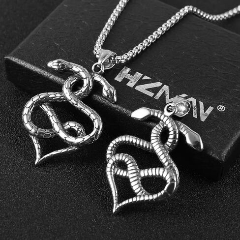هزمان قلادة من الستانلس ستيل بتصميم مدبب على شكل ثعبان قوطي رترو للرجال والنساء والاولاد، هدية مجوهرات لحفلات اعياد الميلاد، مصنوعة من الستانلس ستيل، بدون احجار كريمة in Kuwait