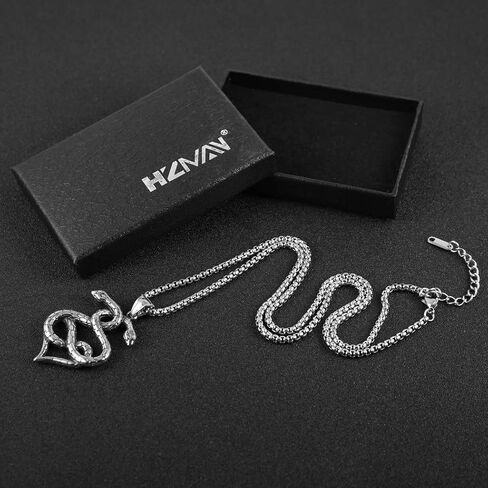 هزمان قلادة من الستانلس ستيل بتصميم مدبب على شكل ثعبان قوطي رترو للرجال والنساء والاولاد، هدية مجوهرات لحفلات اعياد الميلاد، مصنوعة من الستانلس ستيل، بدون احجار كريمة in Kuwait