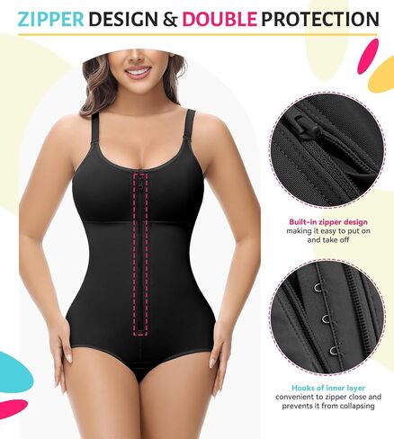 SHAPSHE Fajas Colombianas Moldeadoras Body Shaper Post Surgery Compression Garment Shapewear Tummy Control with Zipper in Kuwait