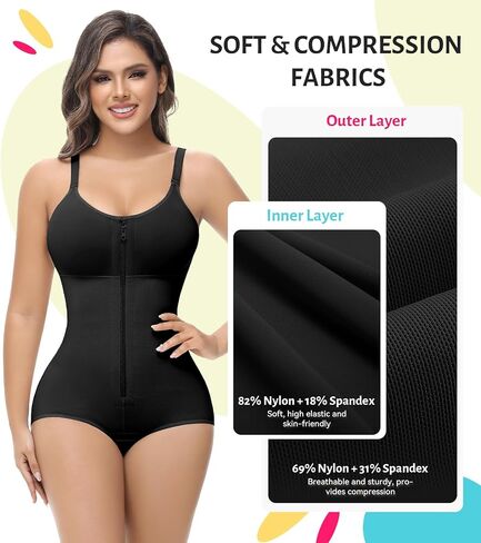 SHAPSHE Fajas Colombianas Moldeadoras Body Shaper Post Surgery Compression Garment Shapewear Tummy Control with Zipper in Kuwait