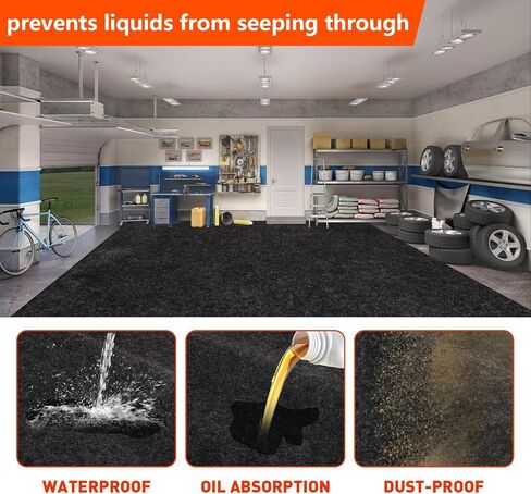 Non-Slip Garage Floor Mat for Under Car, 7’4"x17' Extra Large Absorbent Oil Garage Parking Mat, Waterproof Backing, Reusable, Washable, Protects Floor from Snow, Rain and Mud for Cars in Kuwait