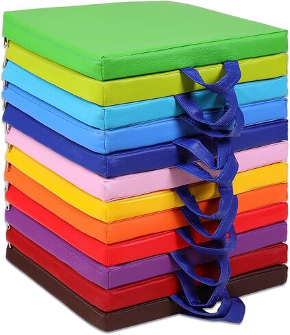 12 Pcs Floor Cushions Classroom Flexible Floor Seating with Handle for Kids in Home School Classroom Kindergarten Daycare Nursery (Classic Color,Square) in Kuwait