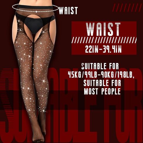 Geyoga 3 Pcs Footless Fishnet Stockings for Women Rhinestone Fish Nets Tights Thigh High Stockings Pantyhose Mesh Leggings in Saudi Arabia