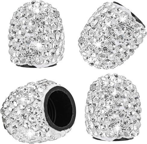 4PCS Tire Valve Caps Bling Crystal Diamond Tire Valve Stem Caps Universal Car Wheel Tire Stem Covers for Cars SUVs Trucks Motorcycles Bikes(White) in Saudi Arabia