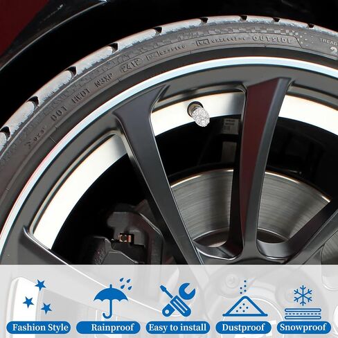 4PCS Tire Valve Caps Bling Crystal Diamond Tire Valve Stem Caps Universal Car Wheel Tire Stem Covers for Cars SUVs Trucks Motorcycles Bikes(White) in Saudi Arabia