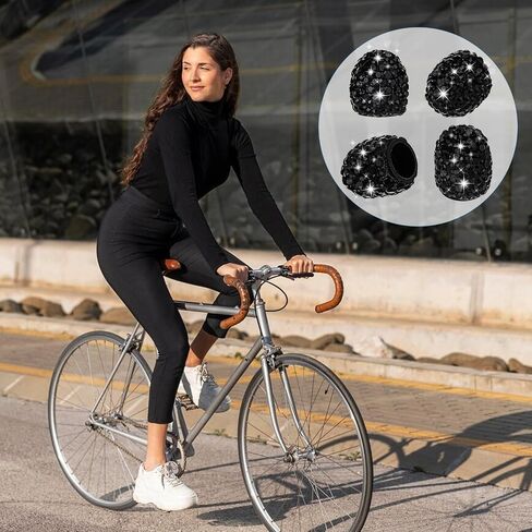 4PCS Tire Valve Caps Bling Crystal Diamond Tire Valve Stem Caps Universal Car Wheel Tire Stem Covers for Cars SUVs Trucks Motorcycles Bikes(White) in Saudi Arabia
