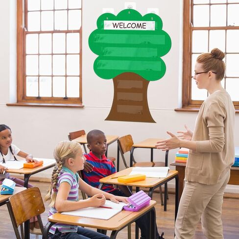 مجموعة Teling المكونة من 4 قطع من مخطط الجيب الشجري للأطفال تتضمن 1 حجم كبير أخضر لمستلزمات المعلم جيب جدول الفصل الدراسي مخطط الجيب مع 3 قطع خطافات لتخصيص البطاقات ومواد الفصل الدراسي الأخرى in Saudi Arabia