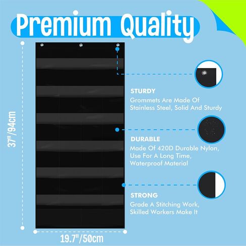 Class Jobs Pocket Chart, 1 Pocket Chart+83 Erasable Cards+3 Metal Hooks+2 Markers, Teacher’s Helper for Bulletin Board Classroom School Home (19.7" x 37", Black) in Saudi Arabia