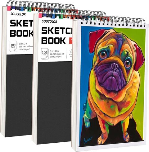 Soucolor Sketch Book 9" x 12", 100 Sheets Kids Art Sketchbook Drawing Pad in Kuwait
