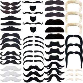 48 Pcs Fake Mustaches Self Adhesive Novelty Hairy Beard Costume Facial Hair for Christmas Party Supplies Decorations, Suitable for All Ages in Kuwait
