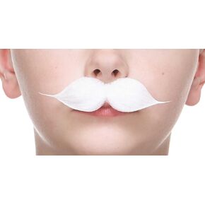 Mustaches Self Adhesive Puaro Fake Mustache for Kids, Novelty, Small False Facial Hair, Costume Accessory for Children, Gray and White Color