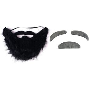VIGUEUR Old Man Moustache and Eyebrows - Old Man Costume Accessory for Party （Gray and Black）