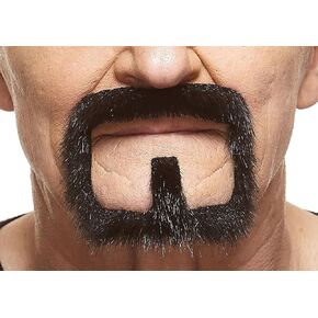 Mustaches Self Adhesive, Novelty, Van Dyke Fake Beard, False Facial Hair, Costume Accessory for Adults, Black Lustrous Color