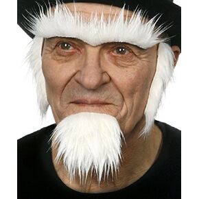 Mustaches Self Adhesive, Novelty, Uncle Sam Fake Beard, Fake Eyebrows and Fake Sideburns, False Facial Hair, Costume Accessory for Adults, White Color