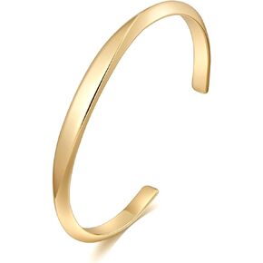 Gold Bangle Bracelets for Women Open Cuff Bangle Chunky Twisted Simple Thin Cuff Bracelets Jewelry