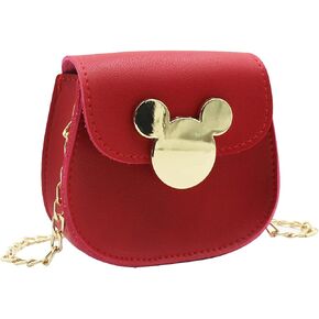 Little Girls Crossbody Purse Cute Fashion Mini Leather Shoulder Saddle Bag Toddler Handbag with Mouse Ears