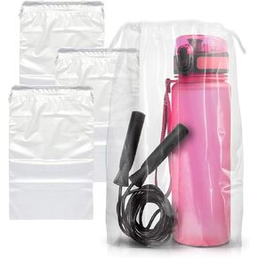 APQ Clear Drawstring Bag, 6 x 10 Inches. Pack of 50 Clear Plastic Drawstring Bags. 2 Mil Drawstring Clear Plastic Bags. Waterproof Clear Plastic Bags Drawstring for Cosmetics, Toiletries