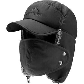 ayamaya Ushanka Trapper Hat - Windproof Aviator Hats Winter Baseball Cap with Face Mask Earflaps for Men and Women
