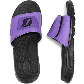 STQ Orthopedic Slides for Womens Arch Support Memory Foam Sandals with Adjustable Hook and Loop for Post Sport Pain Relief