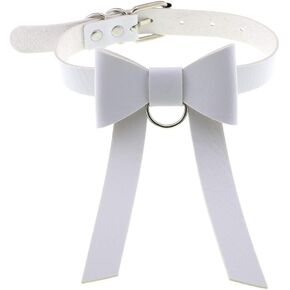 Multicolor PU Simulated Leather Silver-tone O Ring Bow Knot Adjustable Collar Choker Necklace