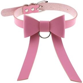 Multicolor PU Simulated Leather Silver-tone O Ring Bow Knot Adjustable Collar Choker Necklace