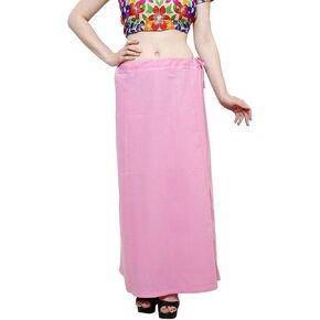 Stylesindia Women's Cotton Readymade Indian Inskirt Saree Petticoats Underskirt - Free Size-Rose