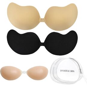 Sticky Bra Adhesive Silicone Strapless Push Up Invisible Bras for Women Reusable Breast Lift Bra with Nipple Covers in Saudi Arabia
