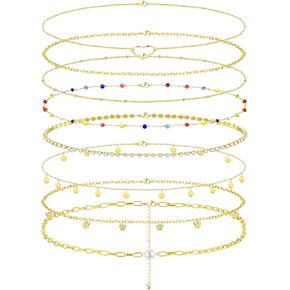 Finrezio 8PCS Gold Plated Waist Chains for Women Body Chains Beach Bikini Belly Chain Jewelry Summer Body Jewelry Adjustable in Kuwait