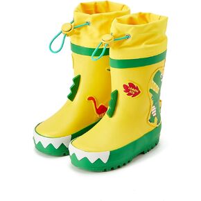 LEMONKID Toddler Kids Reflective Stripes Rain Boots Waterproof Rubber Boots in 3D Patterns for Boys and Girls