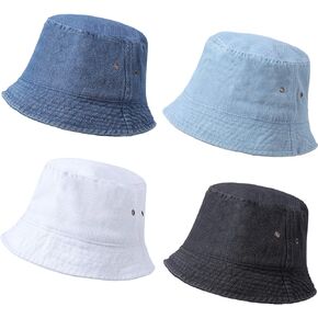 4 Pieces Bucket Hat Sun Hat Packable Travel Hat Washed Beach Fishing Hat for Men Women Kids