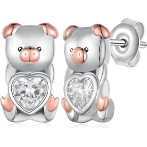 Pig Earrings 925 Sterling silver Cute Animal Pig Earrings for Women Pig Jewelry Gifts for Women Girls Pig lovers